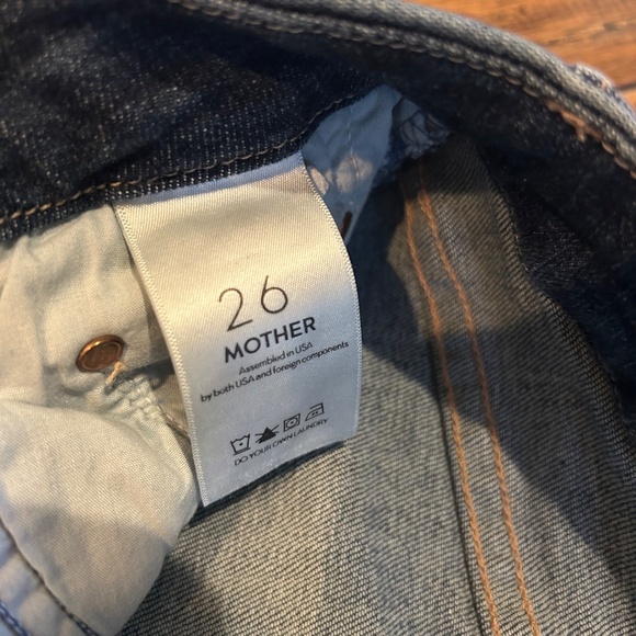 MOTHER The Looker Ankle Fray Girl Crush Jeans Mid Rise Dark Blue Sz 26 $278 - Picture 5 of 6